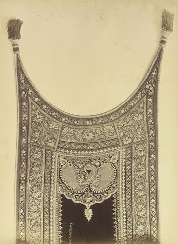 Part of an Embroidered Velvet object with two Tassels: Prince of Wales Tour of India 1875-6 (vol. 5) Part of an Embroidered Velvet object with two Tassels: Prince of Wales Tour of India 1875-6 (vol. 5)