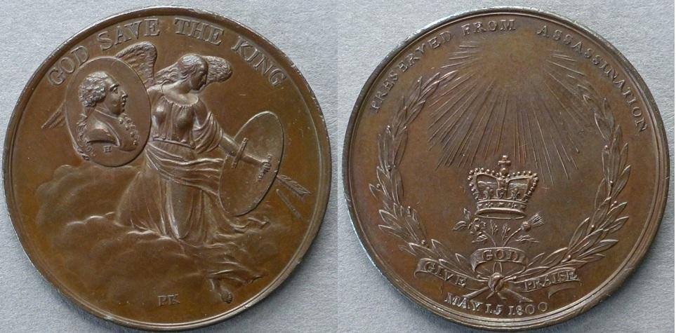 Medal commemorating the Preservation of King George III from Assassination