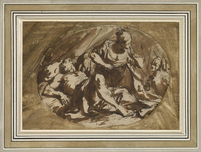 Delilah about to shear Samson