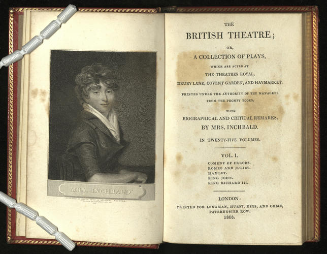 The British theatre, or, A Collection of plays which are acted at the Theatres Royal . . . ; v. 1 / by Mrs Inchbald. (Contents: Comedy of errors - Romeo and Juliet - Hamlet - King John - King Richard) The British theatre, or, A Collection of plays which are acted at the Theatres Royal . . . ; v. 1 / by Mrs Inchbald. (Contents: Comedy of errors - Romeo and Juliet - Hamlet - King John - King Richard)