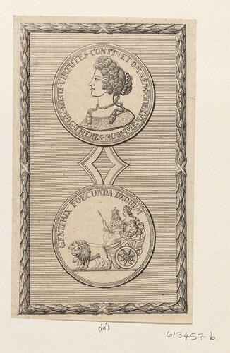 Master: Two medals of Margaret Theresa and Claudia Felicitas
Item: Medal of Claudia Felicitas of Austria Master: Two medals of Margaret Theresa and Claudia Felicitas
Item: Medal of Claudia Felicitas of Austria