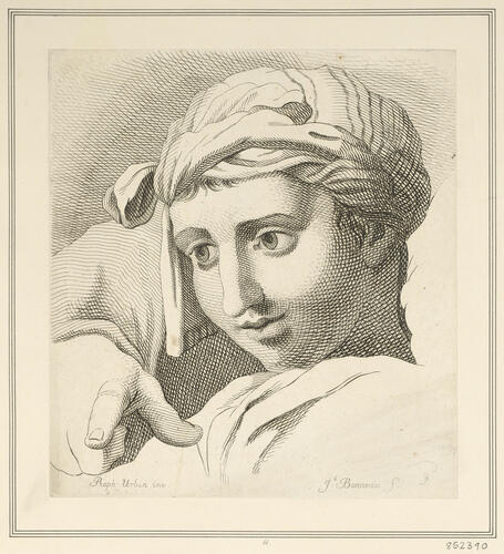 Head of a youth wearing a head-cloth [from 'The Disputa']