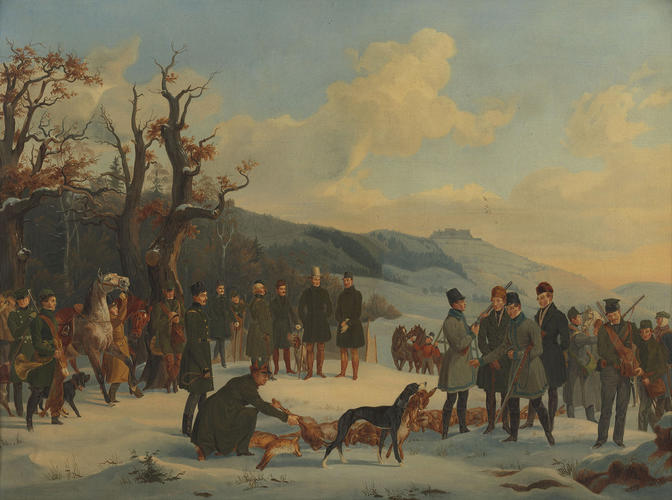 A Hunting Scene at Bausenberger near Coburg, 1835