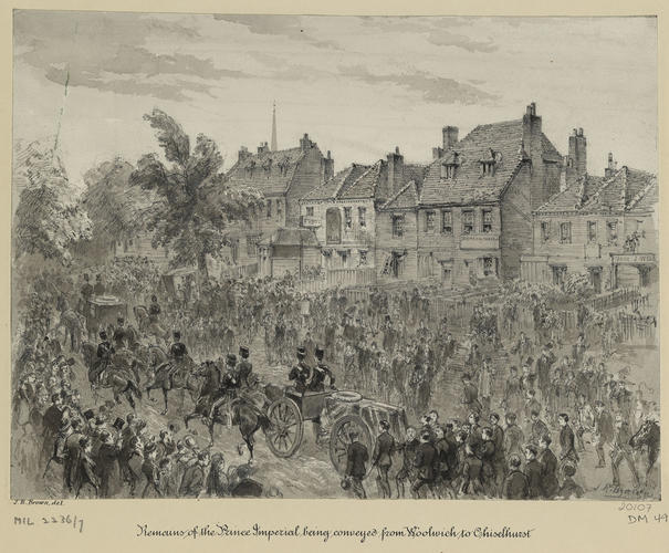The Prince Imperial's funeral procession arriving at Chislehurst, 11 July 1879 The Prince Imperial's funeral procession arriving at Chislehurst, 11 July 1879