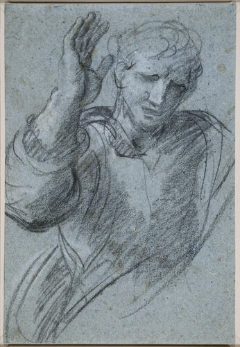 Recto: A man with arm raised. Verso: A study for one of Galatea's female companions Recto: A man with arm raised. Verso: A study for one of Galatea's female companions