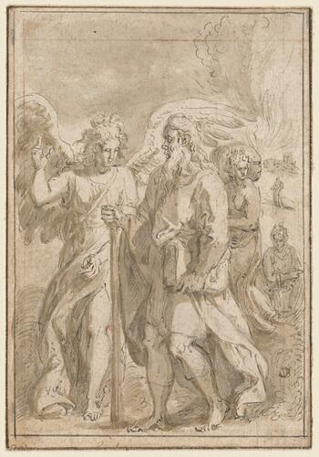 Lot and his family departing from Sodom