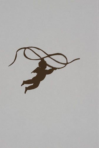 Master: A Book of cuttings made by Princess Elizabeth, daughter of George III, and by Theodore Tharp, and given by the Princess to Lady Banks
Item: Silhouette of a cherub holding ribbon