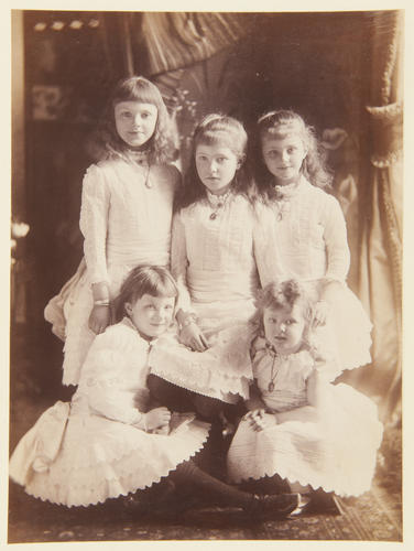 Adela, Eva, Katherine, Marion and Margaret: Daughters of the Hon. Walter and Lady Mary Trefusis, 1889. [Album: Photographic Portraits vol. 5/63 1875-1889]