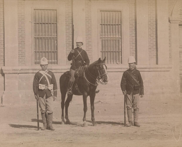 Three mounted infantry soldiers who served in the Anglo-Egyptian War