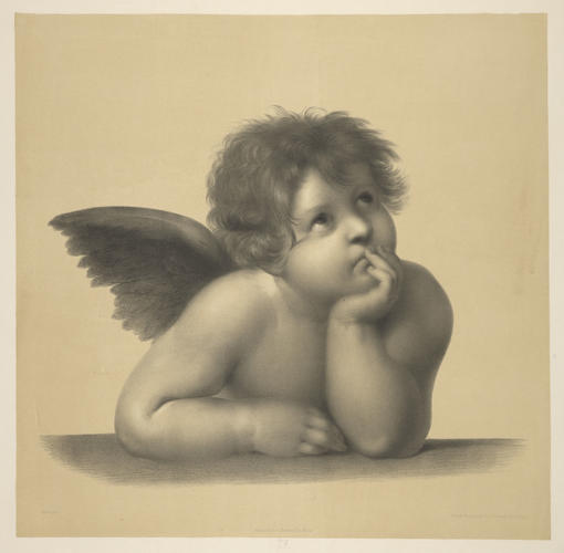 Master: Set of five lithographs of details from 'The Sistine Madonna'
Item: Cherub looking upwards [detail from 'The Sistine Madonna']