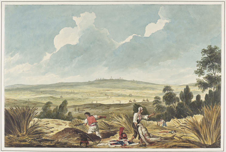 View of the left centre of the French Position with the Observatory, Field of Waterloo, 1815