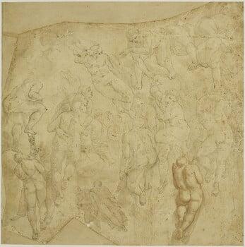 A portion of Michelangelo's Last Judgement: Souls being raised to Heaven