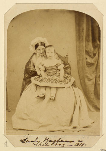 Georgina, Baroness Raglan and her son George Somerset Georgina, Baroness Raglan and her son George Somerset