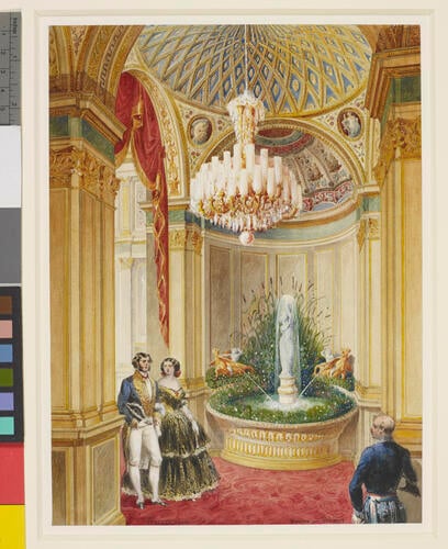 Fountain in the recesses of the Grande Galerie des Fêtes at the Hôtel de Ville, 23 August 1855