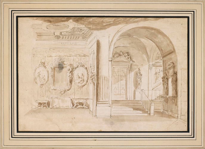A room and staircase of a palace