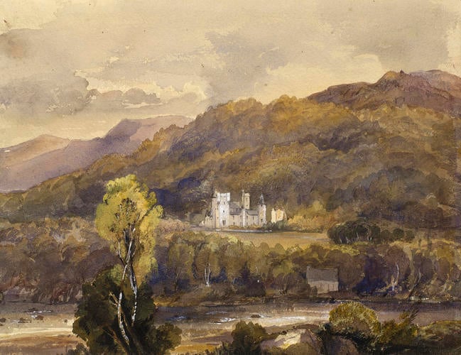 Old Balmoral Castle from the opposite side of the Dee, looking south