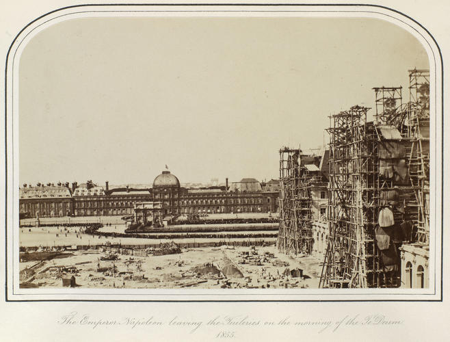 'The Emperor Napoleon leaving the Tuileries on the morning of the Te Deum, 1855' 'The Emperor Napoleon leaving the Tuileries on the morning of the Te Deum, 1855'