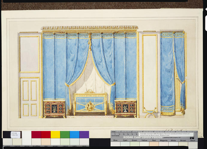 Design for the north elevation of His Majesty's Bedroom, Room 202, Windsor Castle, c. 1826