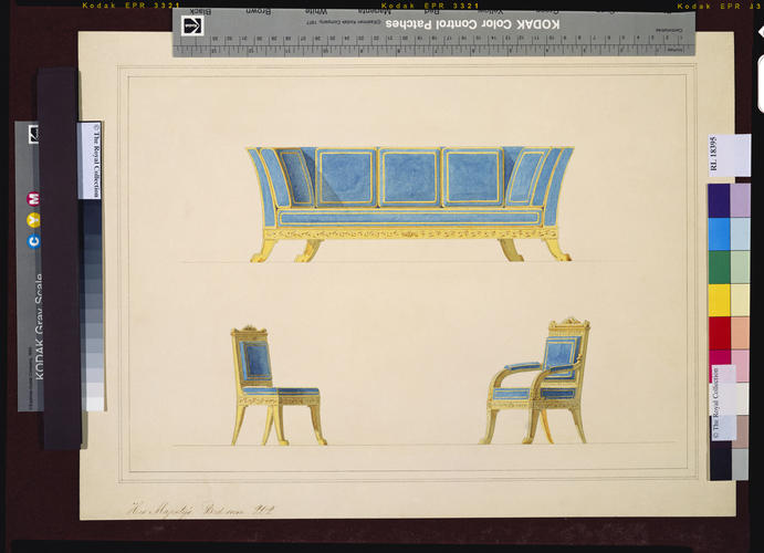Designs for 2 chairs and a sofa for His Majesty's Bedroom, Room 202, Windsor Castle, c. 1826