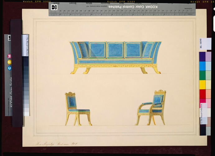 Designs for 2 chairs and a sofa for His Majesty's Bedroom, Room 202, Windsor Castle, c. 1826