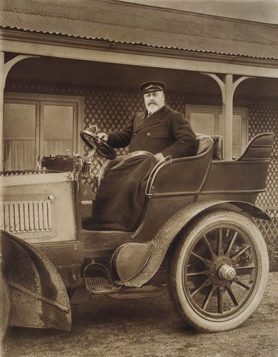 King Edward VII (1841-1910) in a 24-horse-power Daimler of 1901. Beaulieu and New Forest