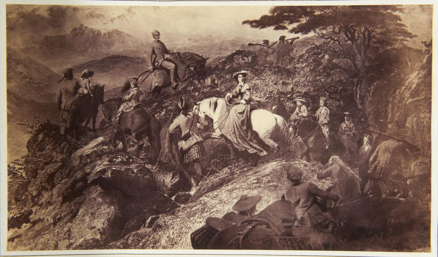 'The Queen, Prince and Royal Family ascending Loch Nagar'