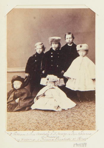Prince Wilhelm; Princess Charlotte; Prince Henry; Princess Victoria of Prussia [sic] with Princess Victoria and Princess Elisabeth of Hesse and by Rhine