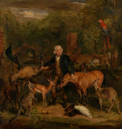 John Clark (e) with the animals at Sandpit Gate