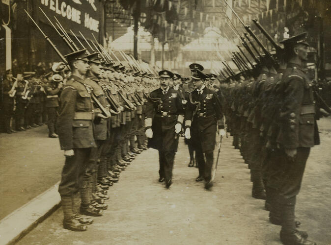 Master: Page 44 of Queen Mary's Album, volume 19 (15th July 1918 - 22nd June 1921)
Item: The Prince of Wales and King George V in London, 11 October 1920 Master: Page 44 of Queen Mary's Album, volume 19 (15th July 1918 - 22nd June 1921)
Item: The Prince of Wales and King George V in London, 11 October 1920