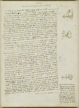 The movement of the heart (recto); Notes on the movement of the diaphragm and the stomach, with diagrams (verso)