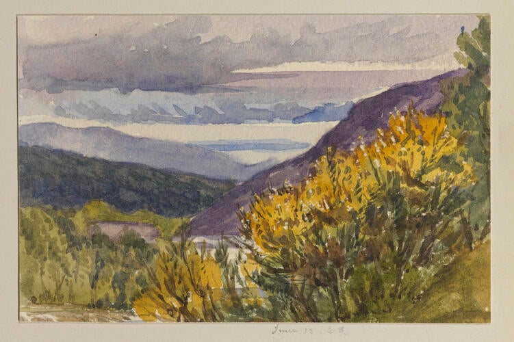Master: SKETCHES BY QUEEN VICTORIA I
Item: A Highland landscape with broom flowers