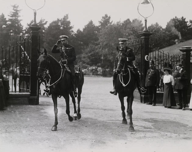 King George V (1865-1936) and the Duke of Connaught (1850-1942) at Aldershot