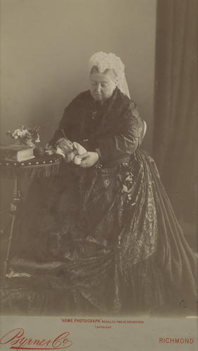 Queen Victoria crocheting, 1889
