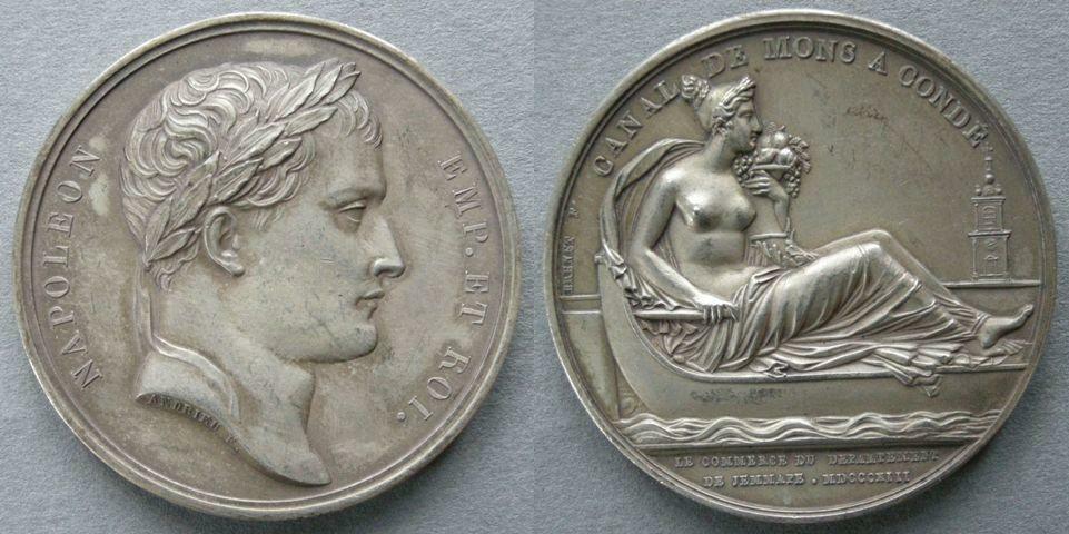 France. Medal commemorating the Canal from Mons to Condé, 1813 France. Medal commemorating the Canal from Mons to Condé, 1813
