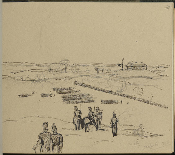 Master: SKETCHES FROM NATURE V. R. 1855 TO 1860
Item: Troops on manoeuvres at Aldershot Camp Master: SKETCHES FROM NATURE V. R. 1855 TO 1860
Item: Troops on manoeuvres at Aldershot Camp