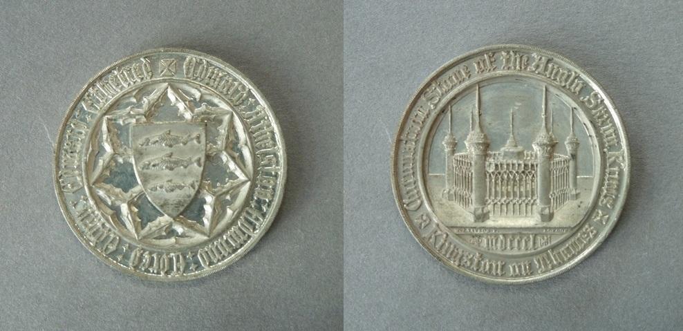 Medal commemorating the inauguration of the Monument for the Coronation Stone of the Anglo-Saxon Kings at Kingston-upon-Thames Medal commemorating the inauguration of the Monument for the Coronation Stone of the Anglo-Saxon Kings at Kingston-upon-Thames