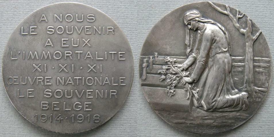Belgium. Medal commemorating the dead in the First World War Belgium. Medal commemorating the dead in the First World War