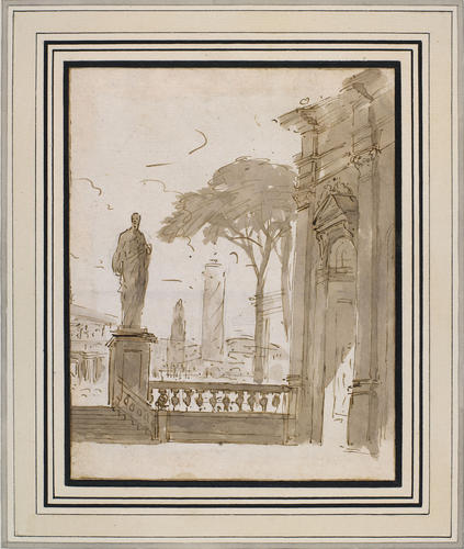 A vew from a terrace on ancient monuments A vew from a terrace on ancient monuments