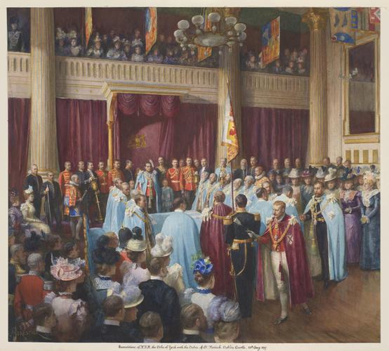 Investiture of the Duke of York with the Order of St Patrick at Dublin Castle, 20 August 1897