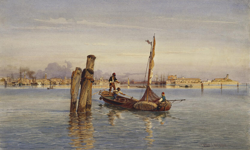 Venice: sunset over the lagoon, north of the Fondamento