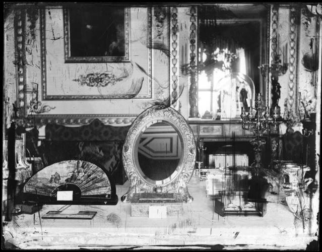 Glass plate negative of a display of gifts in the White Drawing Room Glass plate negative of a display of gifts in the White Drawing Room