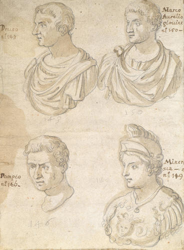 Four antique busts Four antique busts