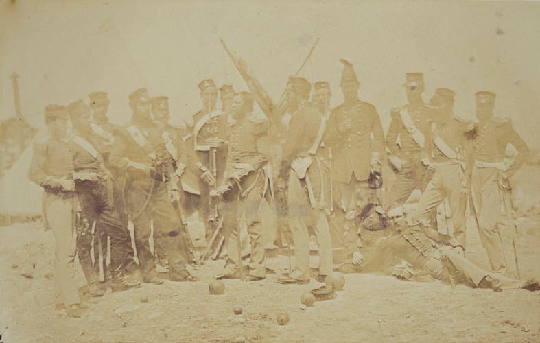 Officers of the 19th Regt. , the survivors of Alma and Inkerman. [taken from contents list]. [Crimean War photographs by Robertson]