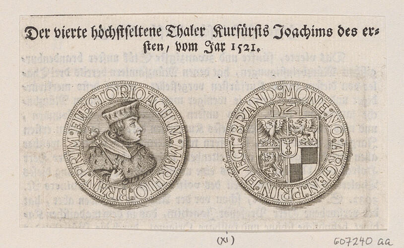 Master: [Engravings of medals of the Margraves of Brandenburg]
Item: [A medal of Joachim I Nestor, Elector of Brandenburg]