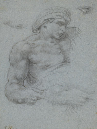 The head, torso and left arm of a reclining figure; studies of study of an eye and right breast The head, torso and left arm of a reclining figure; studies of study of an eye and right breast