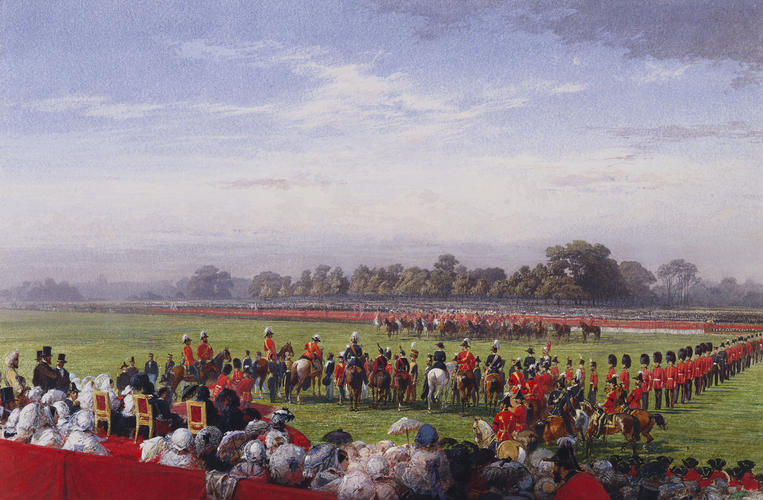 The Queen distributing the first Victoria Crosses in Hyde Park, 26th June 1857