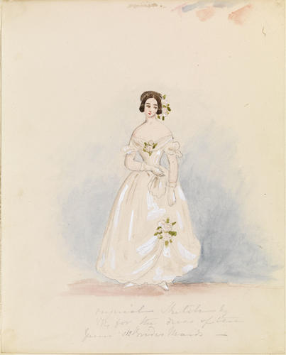Master: THE QUEEN. RECOLLECTIONS OF THE CORONATION
Item: Design for Queen Victoria's bridesmaids’ dresses