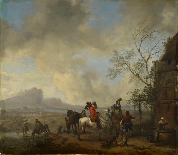 A Hunting Party Halting at a Wayside Inn A Hunting Party Halting at a Wayside Inn