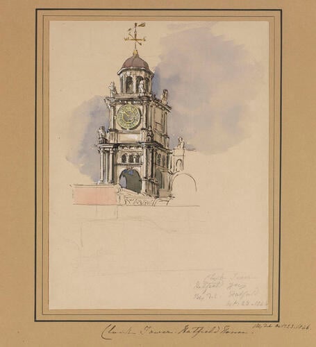 Master: Queen Victoria and Prince Albert's Album Vol. I.
Item: Clock Tower. Hatfield House
