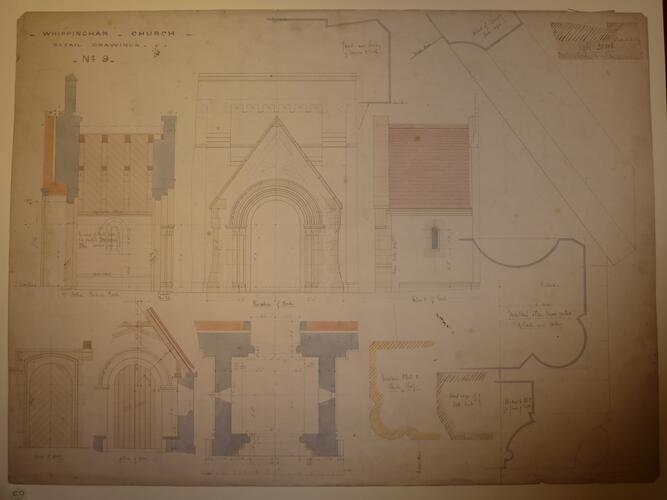 St Mildred's church, Whippingham: detail drawing no. 9 (south porch) St Mildred's church, Whippingham: detail drawing no. 9 (south porch)